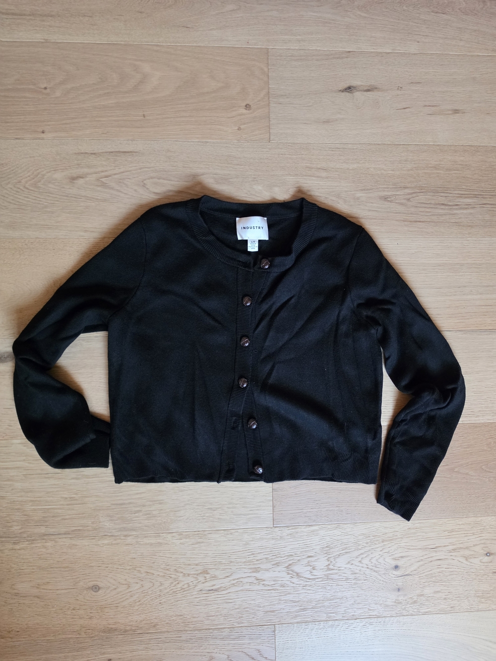 Classic Black Button-Front Cropped Cardigan